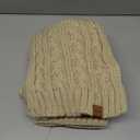 Womens Beanie Hat Scarf Gloves Set, Fleece Lined Winter Hat with Pom Pom, Long Knit Scarf Touchscreen Gloves for Cold Weather (Oatmeal)