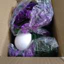 HyeFlora Artificial Faux Hanging Flowers Plants Basket for Outdoor Outside Porch Decoration, UV Resistant Fake Silk Purple Morning Glory Trailing Vines Realistic for Summer Home Balcony Yard Patio