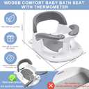 Baby Bath seat for Babies 6 Months & up, 360 Stable Toddler Bath Chair with one-Touch Button, Back Hollow Design, Water Temperature Card & 4 Suction Cups for Safety (Dark Gray)