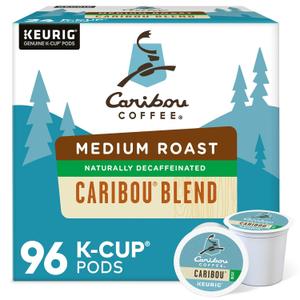 Caribou Coffee Caribou Blend Decaf Keurig Single-Serve K-Cup Pods, Medium Roast Coffee, 96 Count (Pack of 4) (EXP 01/22/27)