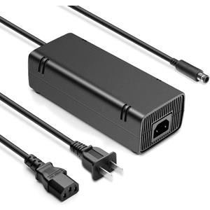 for Xbox 360 E Power Supply Brick with Power Cord, AC Adapter Power Supply Charger for Microsoft Xbox 360 E Console, 100-240V Auto Voltage, New Cooling System Low Noise Safty Easy to Use