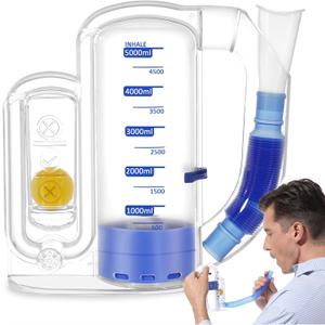 Breathing Exercise Device for Lungs, Lung Exerciser Device, 5000ml Capacity for Deep Inhalation, Durable Medical-Grade PC Material | Airflow Indicator for Steady Inhalation Practice