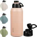 BJPKPK Half Gallon Water Bottle,64oz Insulated Bottles Wide Mouth,Stainless Steel Large Water Jug with Leakproof Spout Lid,Keep Drinks Cold and Hot,Peach