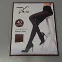 2 Pairs Women's 40 Denier Semi Opaque Tights, Nylon Black Tights for Women (Large), 1 Black 1 Brown