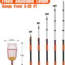 LAANPOLE 26FT Reach Fruit Picker Pole with Basket Telescoping, Apple Picker with 5-20FT Telescoping Pole for Apple Orange Lemon Mango Avocado Guava Fruit Picking