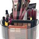 LINFIDITE 360 Rotating Makeup Organizer Clear Cosmetic Storage Holder Tray with 6 Compartment Makeup Brush Lip Gloss Organizer Case for Bathroom Cabinet Vanity Desktop