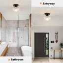 WILON Industrial Semi Flush Mount Ceiling Light - 8.66" Hammered Clear Glass Light Ceiling Fixture Black Bathroom Light Fixtures Ceiling Mount for Hallway Porch Kitchen Bathroom Bedroom (E26 Base)