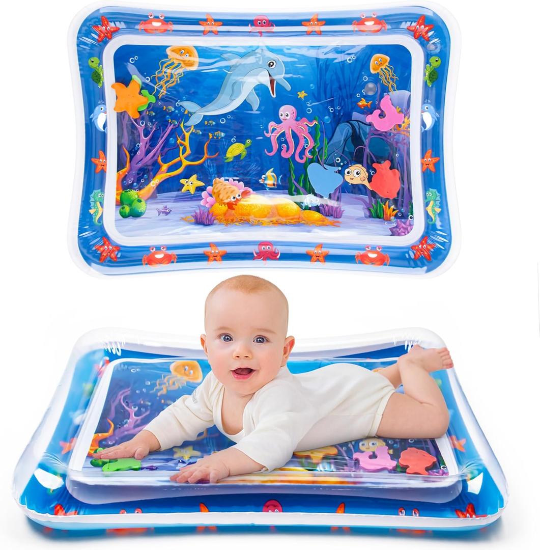 Tummy Time Water Mat, Water Play Mat for Babies, Cute Baby Toy, Inflatable Tummy Time, Water Play Mat for Infants and Toddlers, 3-12 Months, Promotes Development
