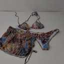 COZYEASE Women's 4 Piece Swimsuits Sexy Bikini Sets Triangle Bathing Suit with Mesh Cover Up Beach Skirt & Bandana (Large, Blue Leopard)