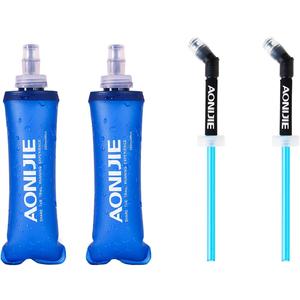 Azarxis TPU Soft Flask Collapsible Water Bottles BPA-Free 250ml 350ml 500ml 600ml for Hydration Vest Pack Running Hiking Cycling Climbing (250ml / 8.45oz with Speed Straw - 2 Pack)