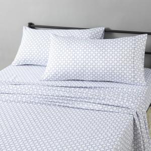 Amazon Basics Lightweight Microfiber 4-Piece Bed Sheet Set, King, Aqua, Printed