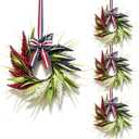 3 x 4 Pcs Small 4th of July Hanging Wreaths for Cabinets Patriotic Red White Blue Artificial Ear of Wheat Ring Small Pillar Candle Holder Wreath for Independence Day Memorial Day Porch Front Door