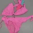 Women Halter Bikini Set - Two Piece Triangle Swimsuit Tie Bathing Suit 2025 Cute Swimwear (Small, Neon Pink)