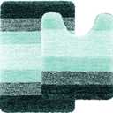 Arotive Microfiber Bathroom Rugs and Toilet Rugs U-Shaped, Bath Rug Size 24x16 and Toilet Rugs Size 24x20 in Dark Green, 2 Item Bundle