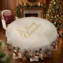60 Inch Round Christmas Tablecloth, Snowman Holiday Table Cover
