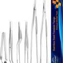 JETKONG 6 Pcs Cooking Tweezer Tongs, 12'' and 6.3" Stainless Steel Kitchen Tweezer Set, Professional Chef Tweezers for Cooking, Repairing, Sea Food, BBQ, Multi-use (Silver)