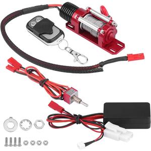 RC Car Winch, 1/10 Scale RC Model Vehicle Crawler Car Accessory Metal Winch with Remote Controller