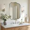 ANDY STAR 20"x30" Brushed Nickel Bathroom Mirror, Scalloped Mirror for Bathroom Vanity, Modern Silver Mirror in Rustproof Stainless Steel Frame, Elegant Curved Scallop Design, Ideal for Home Remodel