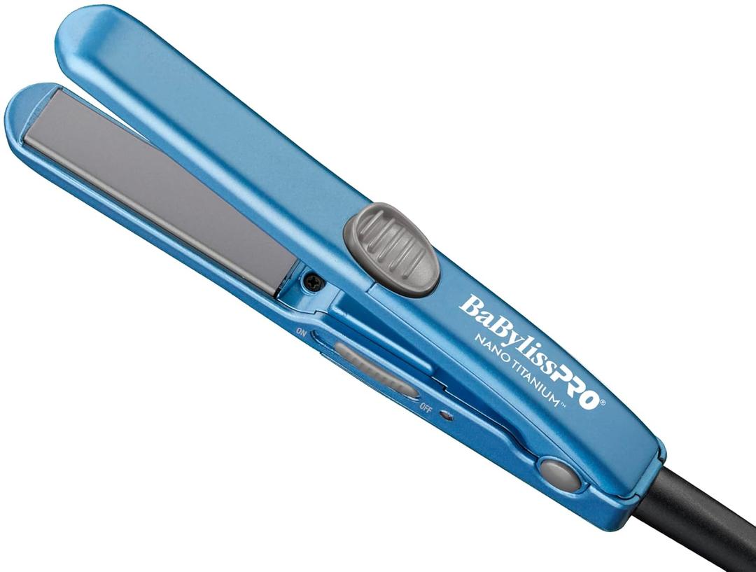 BaBylissPRO Nano Titanium Mini Flat Iron Hair Straightener, 0.5" Hair Straightener Iron for Touch Ups & All Hair Types, Perfect for Travel