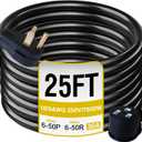 6-50P to 6-50R 250V/7500W 30 Amp 3 Prong Welder Extension Cord, 10 Gauge Heavy Duty Welding Cable, NEMA 6-50 Plug With ETL Listed (25FT)