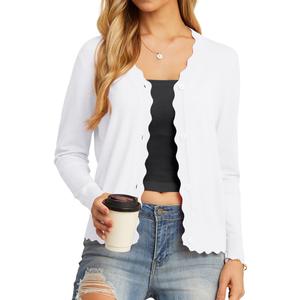 GRECERELLE Women's Long Sleeve V-Neck Button Down Cardigan Knit Shrugs Sweater Large
