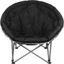 Oversized XXL Folding Round Camping Chair,Super Comfy Padded Moon Camp Chairs,Heavy Duty Supports 400 Lbs Outdoor Lawn Chairs for Adults,Perfect for Indoor,Family Camping,Picnics and Garden,Black
