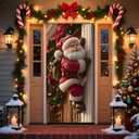Christmas Decorations Merry Christmas Banner Xmas Porch Door Sign for Winter Party Decorations Supplies (Santa Claus-6, 70.8 x 35.4 Inch)