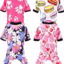 PET SHOW 4 Pack Dog Pajamas for Extra Large Dogs Girl Soft Stretchy PJs Paw Floral Jumpsuit Dog Doughnut Ice Cream Onesies Outfits with Sleeve Pets Breathable Summer Clothes Costume XXXL