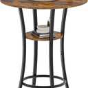 Round Bar Table, 2-Tier High Top & Counter Height Dining Table, for Bistro, Pub, Kitchen, Living Room, Rustic Brown and Black TBT03BF