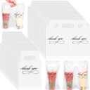 MJOGGOTT 1000 Count Handle Drinking Poly Bags, Thank You Clear Plastic Packaging Drinks Bags Drink Carrier with Handle Cup Carriers for Drinks Beverage Coffee Restaurant Bar, Hold 1 and 2 Cups