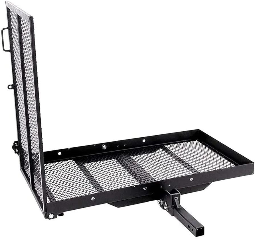New Mobility Carrier Ramp Hitch Mounted 46.2 x 26.8 x 38.7 500 lbs for Wheelchair Electric Scooter Medical Disability with Rack Ramp Capacity Steel w/3" Rail Fit 2" Hitch Receiver SUV Truck Van Car