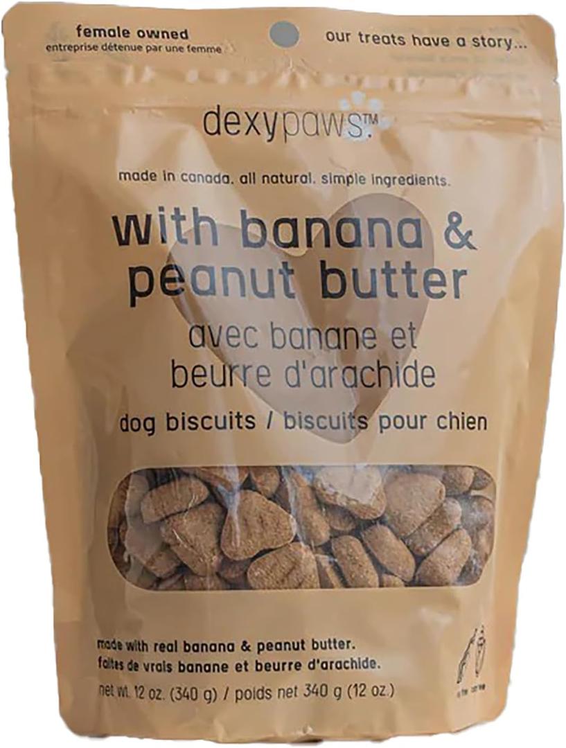 Banana, Oat & Peanut Butter Dog Biscuits - 12oz Bag, Pet Treats, Natural Simple Ingredients, Snack-Training-Reward, Fiber & Potassium Rich, Best By: AUG 27 2026