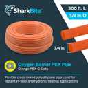 SharkBite 3/4 Inch x 300 Feet Orange PEX Pipe, Made in the USA, Oxygen Barrier Flexible Water Tubing for Radiant and Hydronic Heating, U870O300