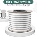 GZBtech Flexible LED Neon Rope Lights 82FT,AC 110-120V Waterproof Strip Light, 2800K Cuttable Connectable Neon Lighting for Indoor Outdoor Home Decor/Commercial Use-Warm White 25M, ETL Listed