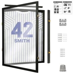Flybold Jersey Frame Display Case - Matte Black Shadow Box for Football, Basketball, Baseball, Hockey Jerseys - 98% UV Protection - 31.25 x 23.25 in Wall Mount T Shirt Frames for Sports Memorabilia