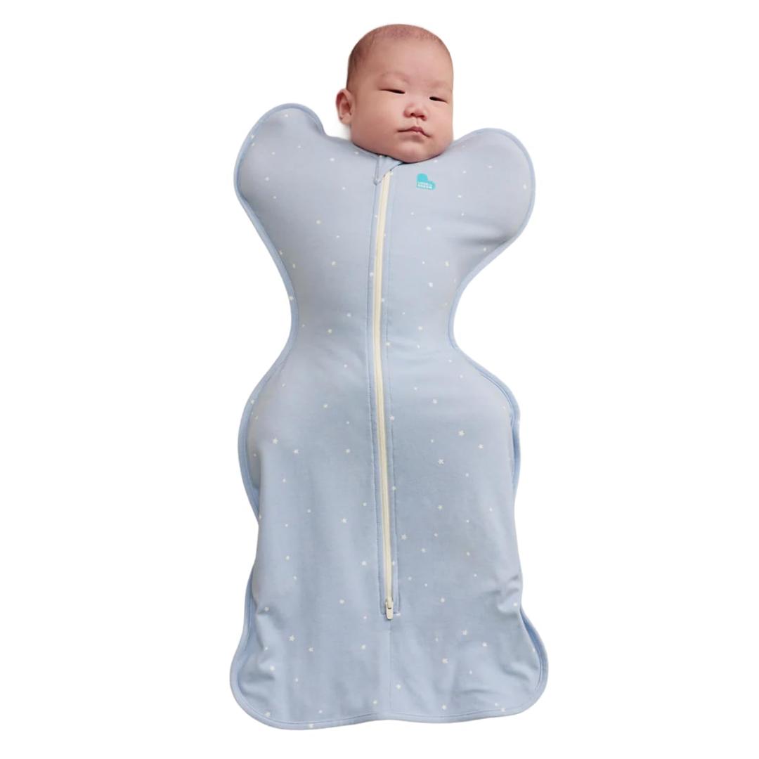 Love to Dream Swaddle Up Original, Arms Up Position, Light and Ultra Breathable Cotton - Wearable Blanket - 1.0 TOG - (20-24C) Ideal for Moderate Temps (Twinkle Powder Blue, Medium, 68.5kg)