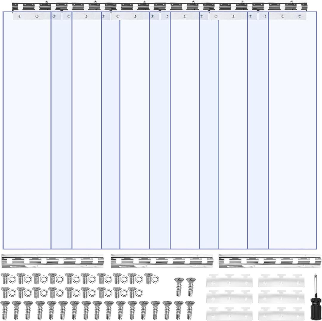 VEVOR Clear PVC Strip Curtain, 84 in Height x 38 in Width x 0.08 in Thickness, 6 PCS Walk in Freezer Cooler Curtain Strips, Thermal Insulating Plastic Door Strips for Warehouse, Freezer, Garage Doors