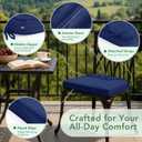 Summsun Outdoor Chair Cushions Set of 4: Waterproof Patio Furniture Cushions - 17 x 16 Inch Non Slip Round Corner Seat Cushion Pads with Removable Cover for Garden Yard Lawn, Navy Blue