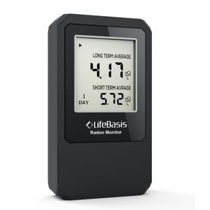 Life Basis Home Radon Detector, Portable Radon Tester for Home with Long and Short Term Radon Monitoring 0-500 pCi/L Range Battery Operated (Including Battery)