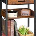 Lerliuo End Table with Fabric Drawer,3 Tier Industrial Wood Side Table with Storage,Modern Tall Printer Stand,Vintage Brown Nightstand,Rustic Bedside Tables for Living Room Bedroom Small Spaces (1 pack)