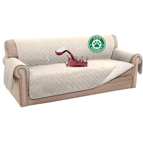 Turquoize 100% Waterproof Sofa Covers Couch Cover Sofa Cover for Dogs Couch Protector Triple Non-Slip Sofa Slipcover for 3 Cushion Couch Furniture Protector for Pets, Kids,Dog (XL Sofa 78", Ivory)