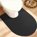 ACCUMTEK Non Slip Bath Mat, Thin Bathroom Rugs Fit Under Door, Quick Dry Bath Mats, Machine Washable Bath Rugs for Bathroom, Bathtub & Kitchen, Black/Solid/U-Shaped 24"x20"