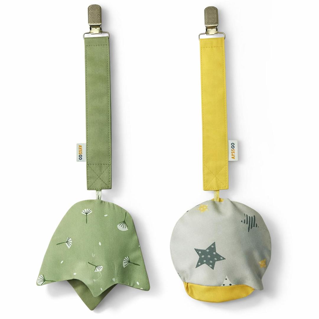 Protective Pacifier Clip & Holder  Handmade, Ultra Durable with Case, 2-Pack, 100% Cotton  Safe & Stylish Baby Essential