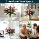 20PCS Fake Tulips Artificial Tulip Silk Flowers Fake PU Bouquet Artificial Flowers Faux Flowers with Gift Box Soft Faux Tulips Bouquets Arrangements for Party Wedding Home (Pink)