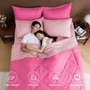 HEVUMYI Hot Pink & Baby Pink Queen Comforter Set - 7-Piece All Season Bed in a Bag Queen, Ultra Soft Bedding Set with Comforter, Flat Sheet, Fitted Sheet, Pillowcases, Pillow Shams