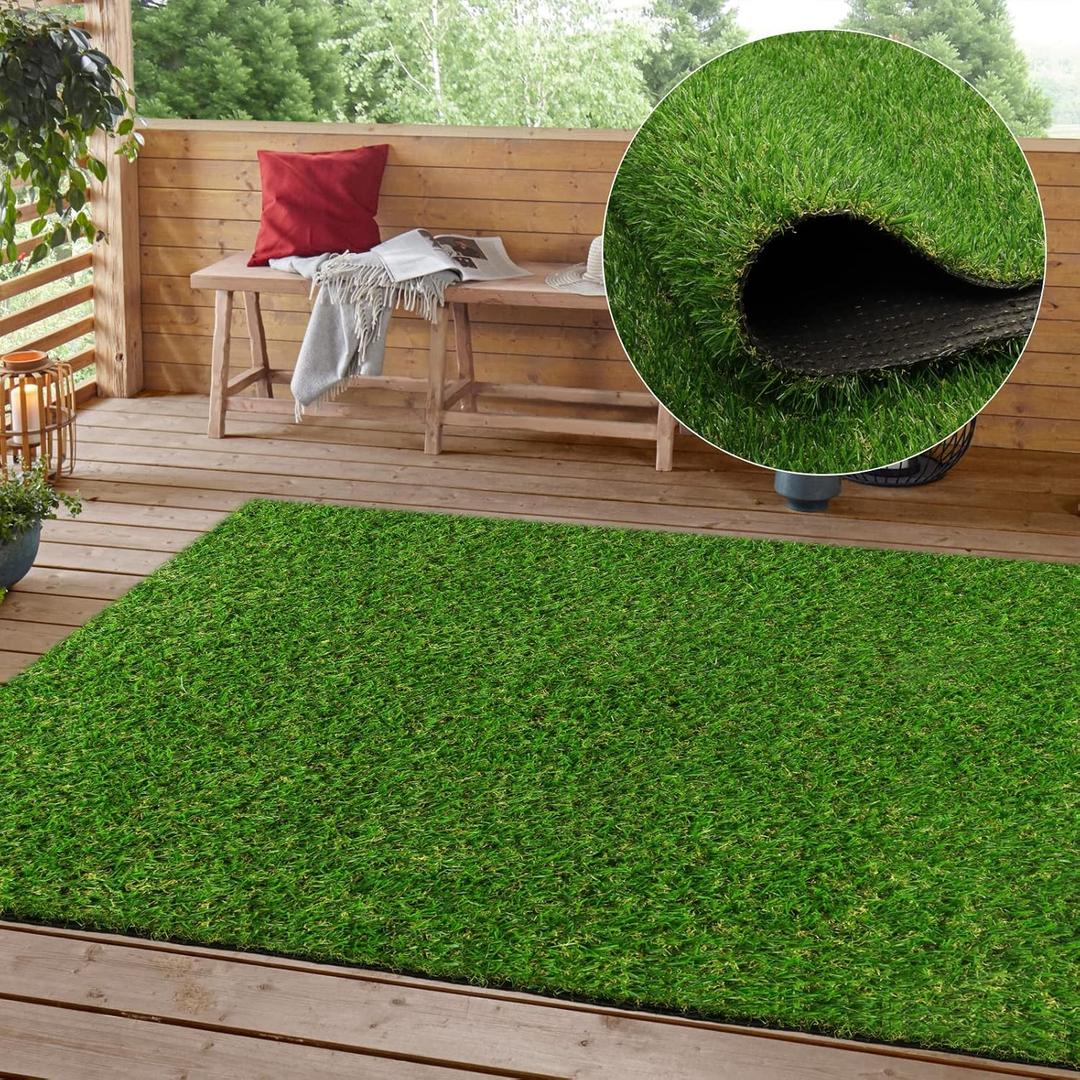 Heyroll Realistic Artificial Turf Grass, 3 FT X 10 FT Artificial Synthetic Fake Grass, 20MM Green Turf Rug Pet Dogs Lawn Mat with Drainage Holes for Indoor Outdoor Patio Garden Landscape/Custom Size