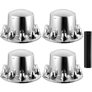 VEVOR Rear Axle Wheel Covers, Dome Axle Cover for Semi Truck, ABS Electroplate Rust-Resistant Lug Nut Covers, Universal Fit, Installation Tool Included, Complete Axle Cover Combo Kit