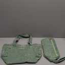 Bulyoou 2 Pcs Crochet Bag and Tote Set Corduroy Yarn Bag Crochet Tote Bag for Crochet Hooks Organizer Yarn Holder for Crochet Lovers Knitting Bag Crochet Accessories(Green)