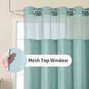 Colorful Star No Hook Shower Curtain with Snap in Fabric Liner, Waffle Weave Heavy Duty Thick Shower Curtains with Mesh Top Window, Hotel Style Waterproof Bathroom Curtain Set, 72 x 75 Inch, Teal