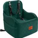 Dog Booster Car Seat for Small/Medium Dogs,6in Elevated Cushion,Fully Detachable and Washable,2 Storage Pockets & 3 Straps,Fits in Front/Back Seat,Easy to Install (Green,Medium)